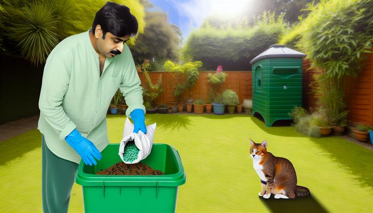 Properly disposing of biodegradable cat litter, environmentally friendly methods, green disposal options, sustainable pet care.