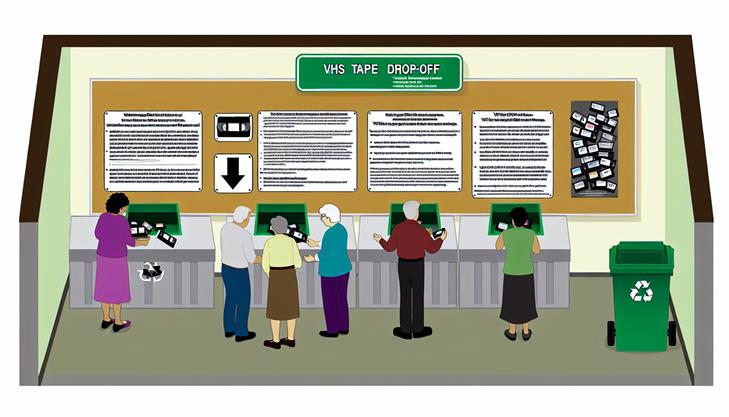 Recycling VHS tapes location guide, eco-friendly disposal, sustainable practices.